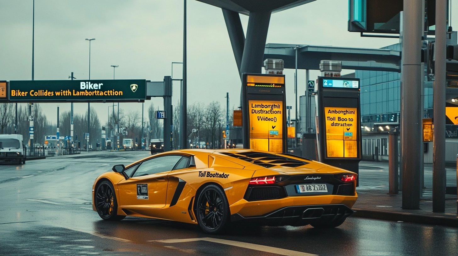 "Biker Collides with Lamborghini Aventador at Toll Booth Due to Distraction [Video]"